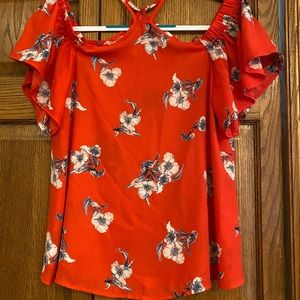 Coral Pink Flower Blouse